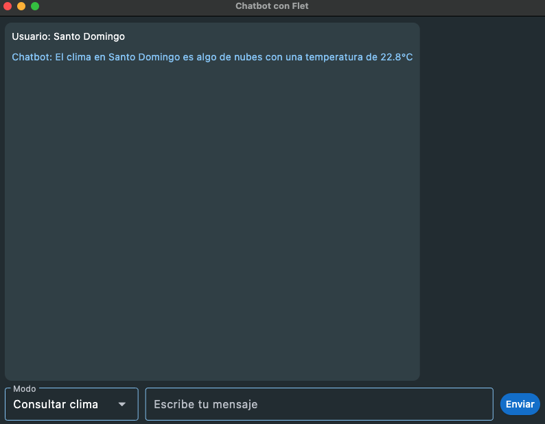Captura de pantalla de Chatbot Inteligente con Flet